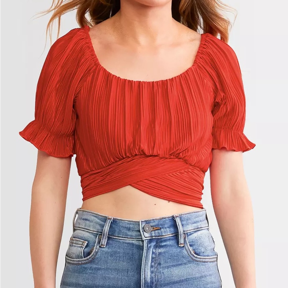NWT- Pleated Wrap Top - Red